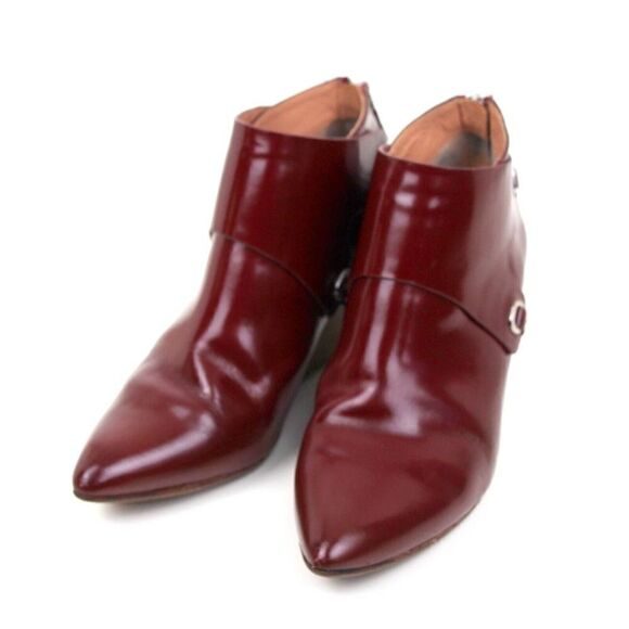 VINCE CAMUTO RED BROWN GENUINE LEATHER POINTED TOE WEDGE ZIP WOMEN BOOTIES 6M 36 - Picture 4 of 11